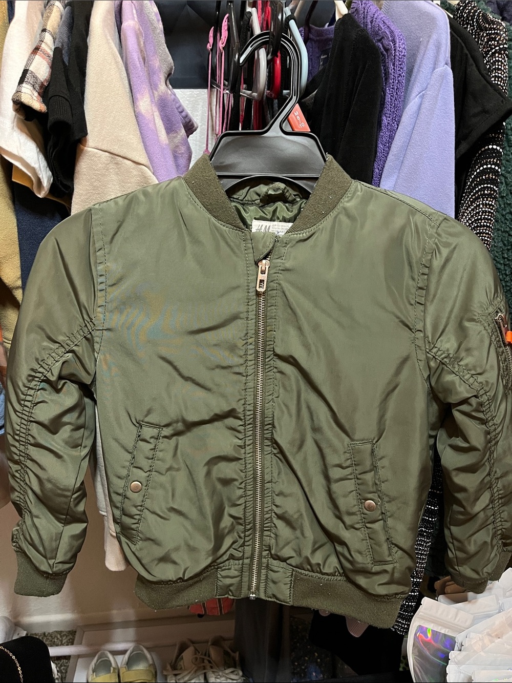 H&M Olive Green Puffer Bomber Jacket for Kids